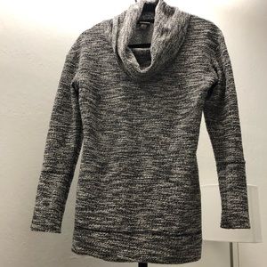 Black and white cowl knit sweater